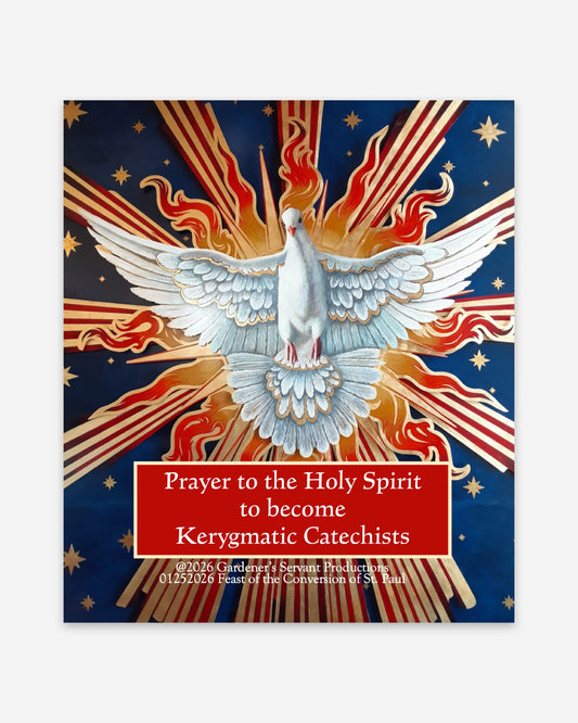 Front of the prayer card: Prayer to the Holy Spirit to become Kerygmatic Catechists