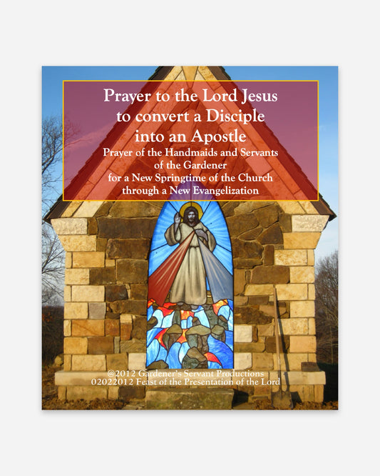 Front of the prayer card: Prayer to the Lord Jesus to Convert a Disciple into an Apostle